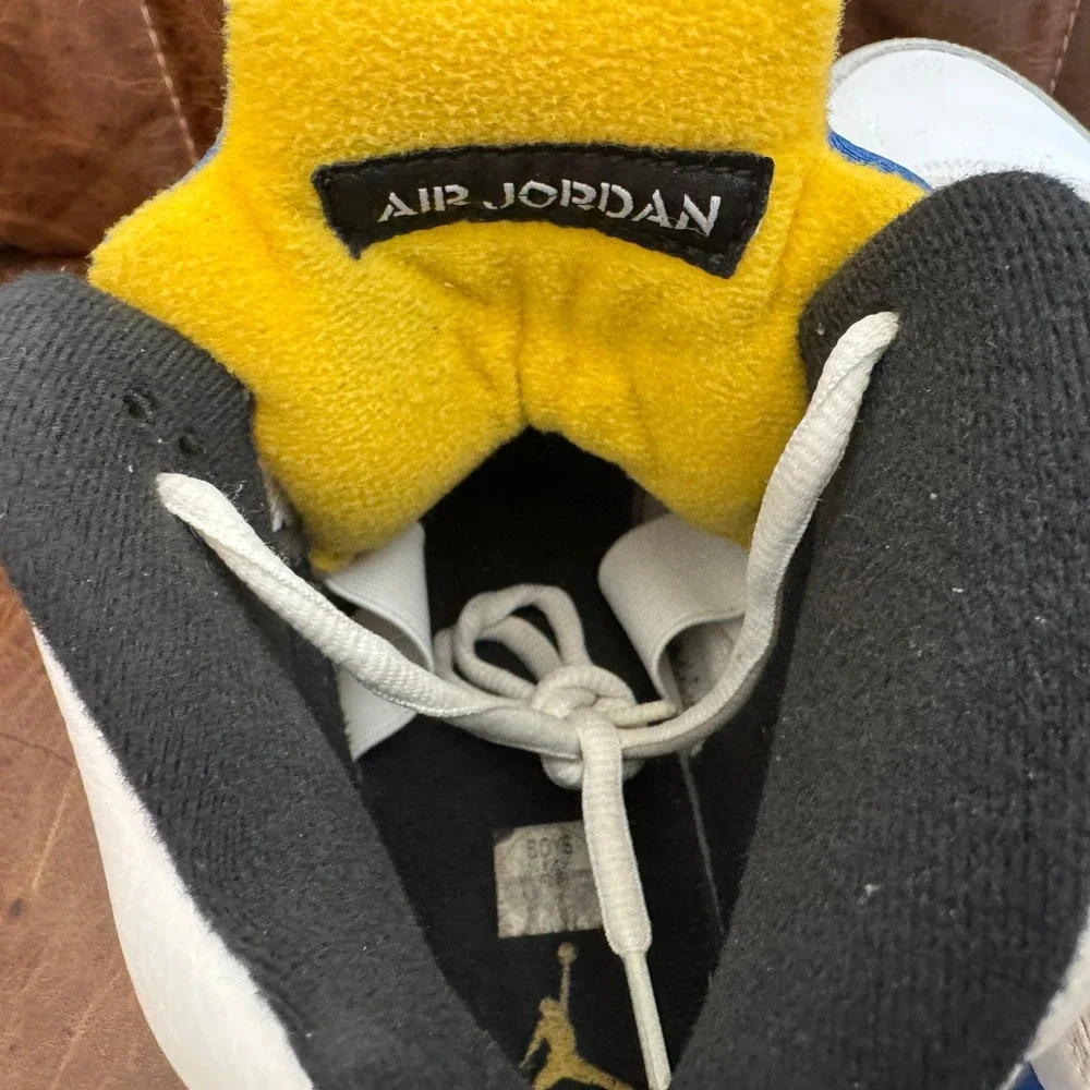 Jordan 5 Retro Laney White Blue Yellow‎ 440888-189 Boys Size 7Y Mens 7 2013